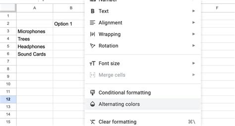 Highlight Every Other Row in Google Sheets: Step.